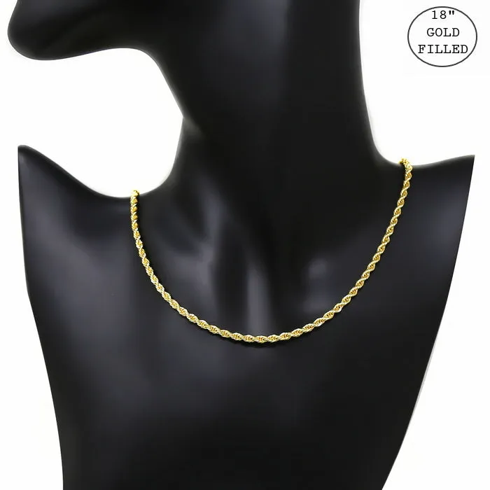 18K Gold Filled Rope Chain Short Necklace