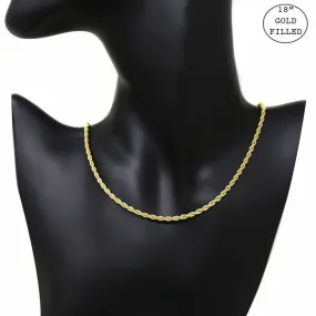 18K Gold Filled Rope Chain Short Necklace