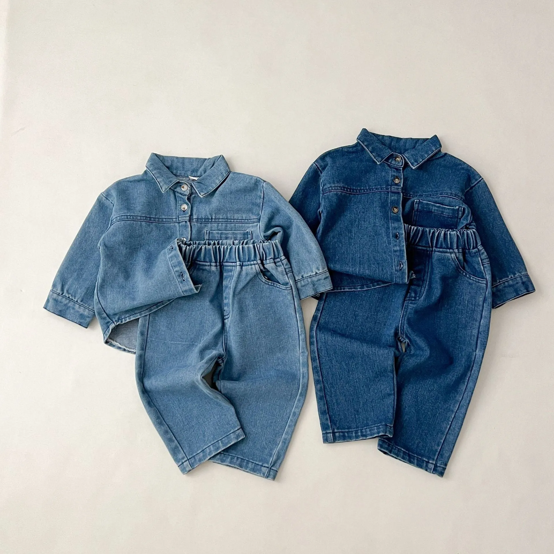 2 Pieces Set Baby Kid Girls Boys Solid Color Jackets Outwears And Jeans Wholesale 23113057