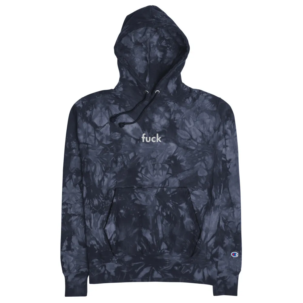 4 LETTER WORD EMBROIDERED CHAMPION TIE DYE HOODIE