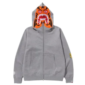 A BATHING APE TIGER FULL ZIP HOODIE - GRAY