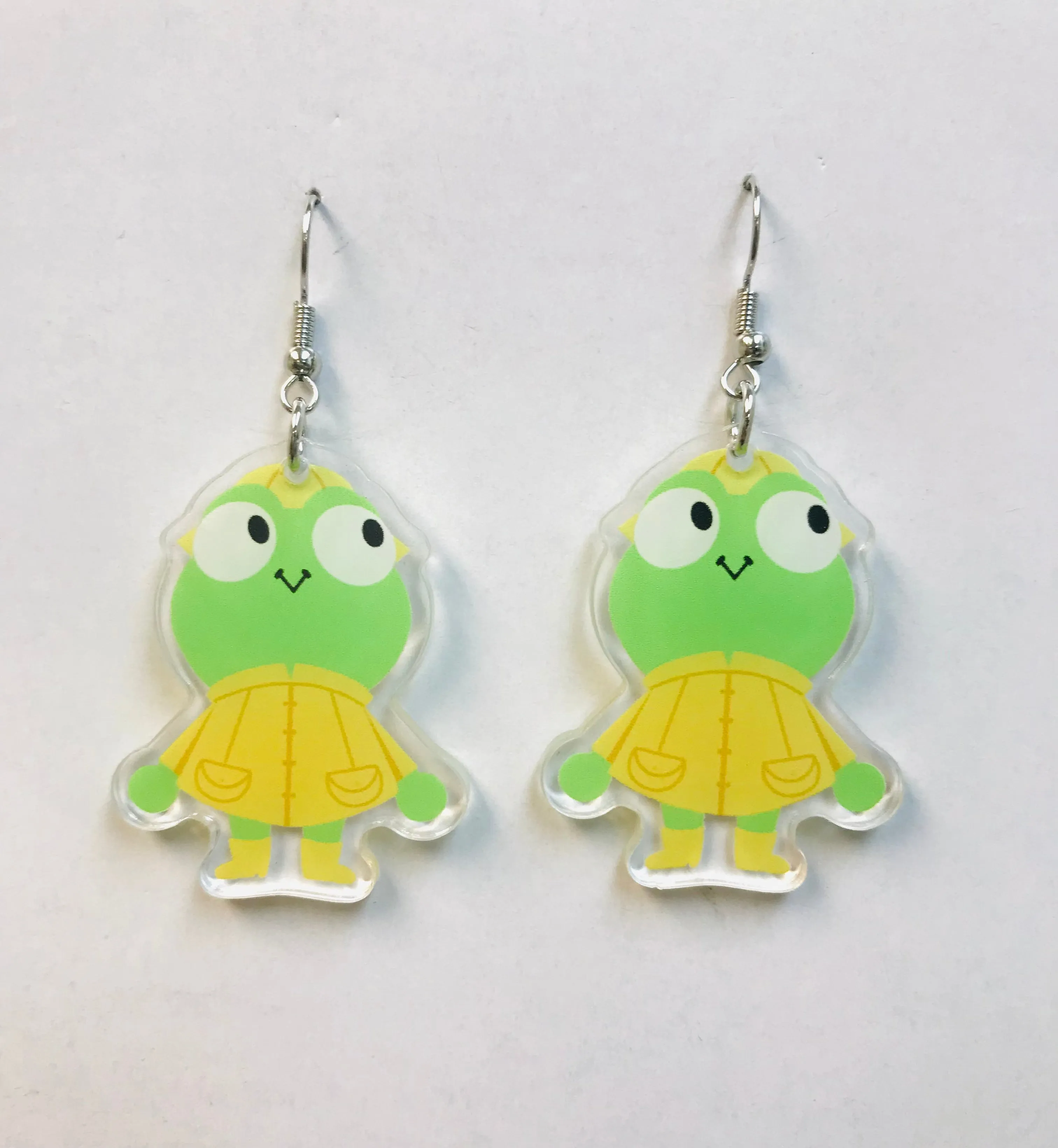 Acrylic Raincoat Detective Frog Earrings