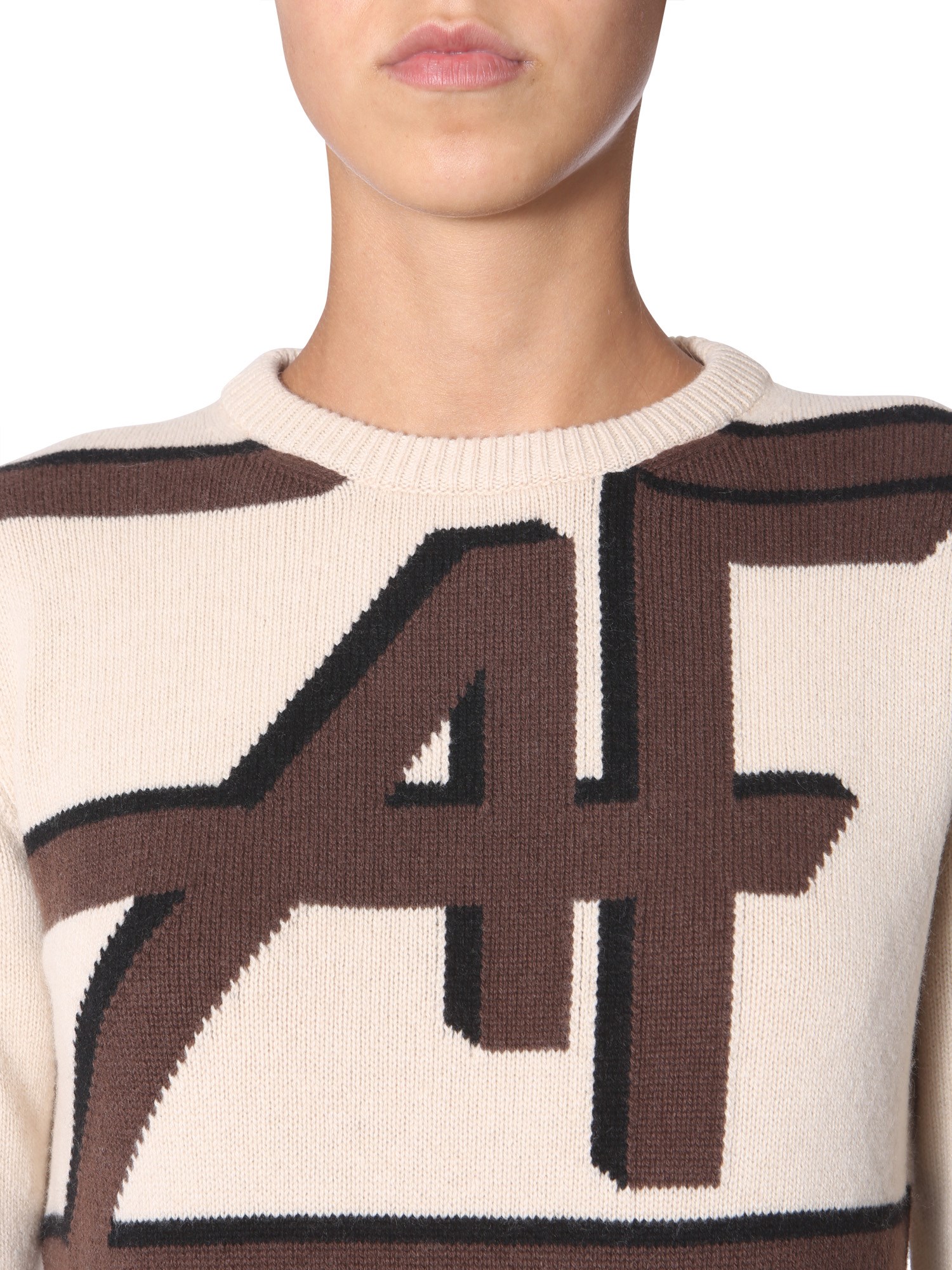 ALBERTA FERRETTI    CREW NECK WOOL AND CASHMERE SWEATER WITH LOGO