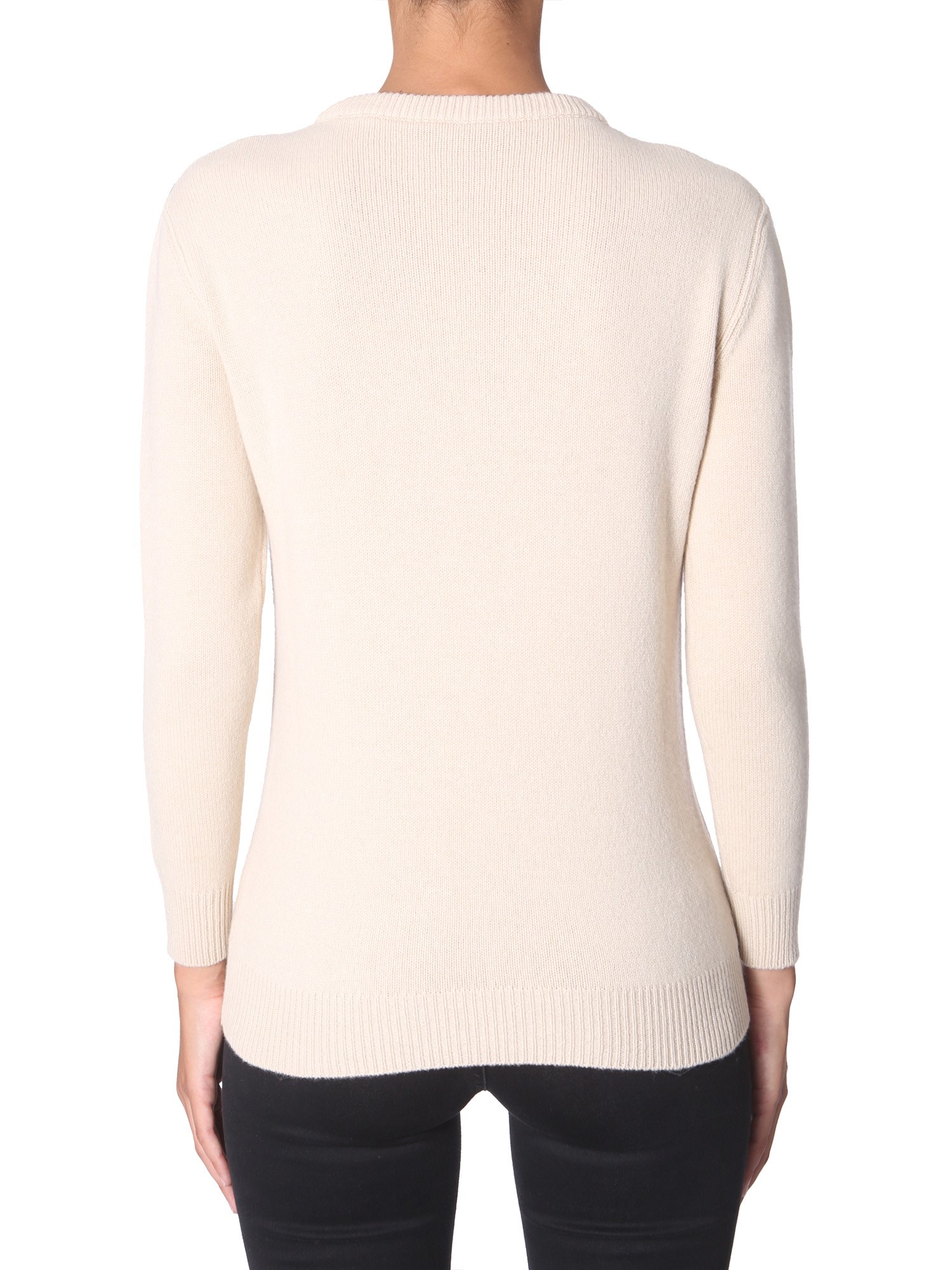 ALBERTA FERRETTI    CREW NECK WOOL AND CASHMERE SWEATER WITH LOGO