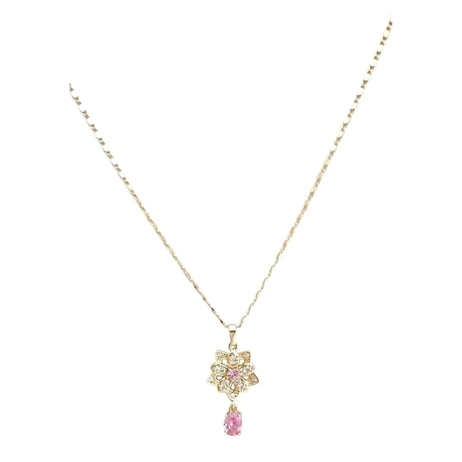 Antoinette pink gold-filled chain necklace