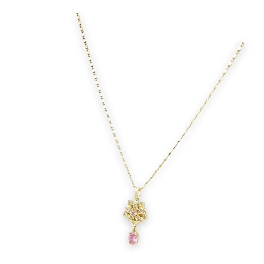 Antoinette pink gold-filled chain necklace