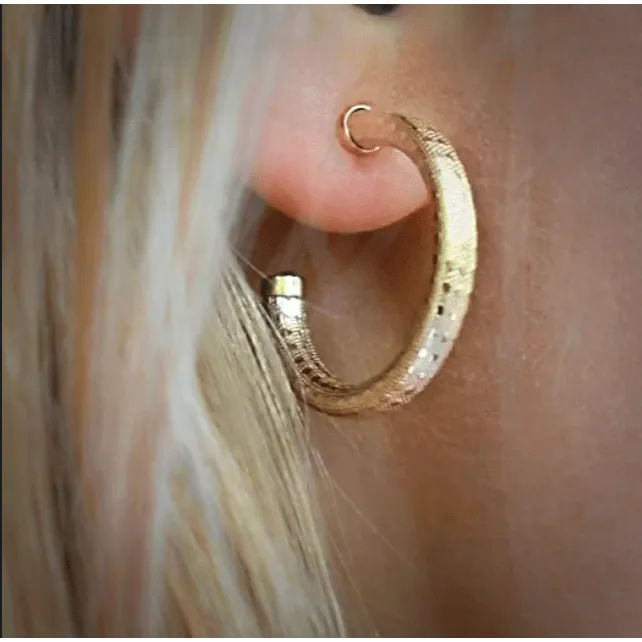 Bali 14k Gold-Filled Patterned Post Hoops