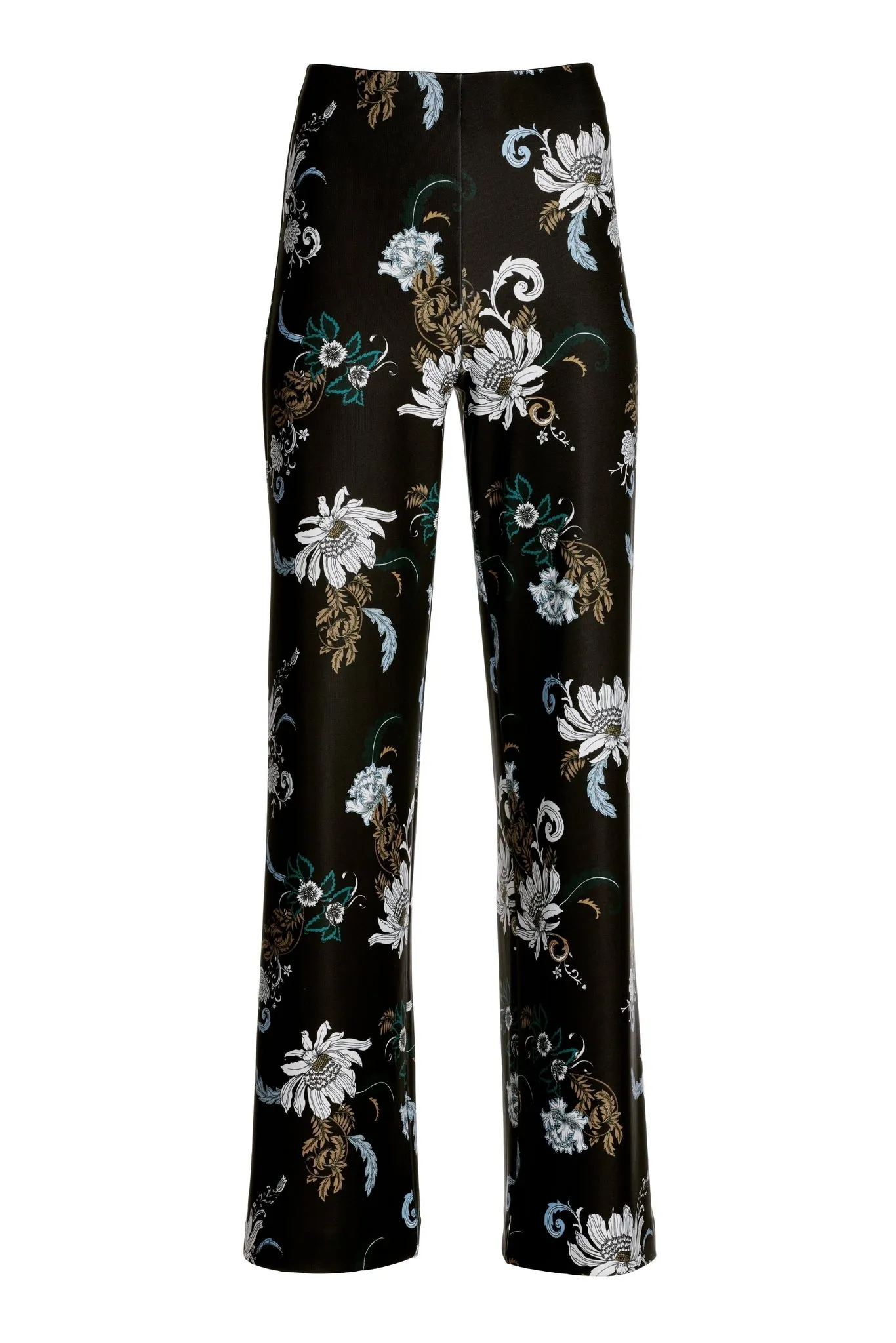 Beyond Travel Floral Status Print Palazzo Pant Black Multi