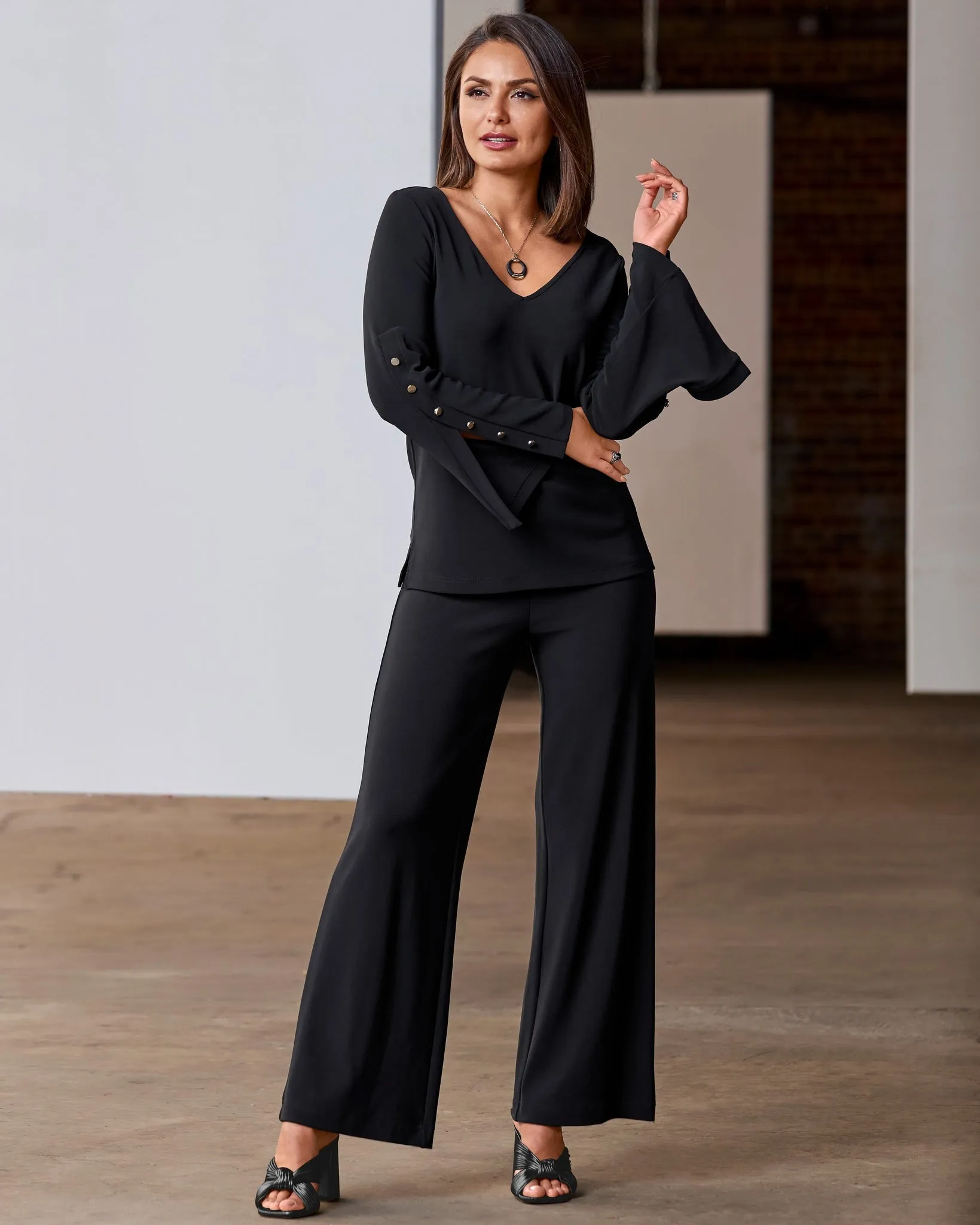 Beyond Travel Palazzo Pant Jet Black