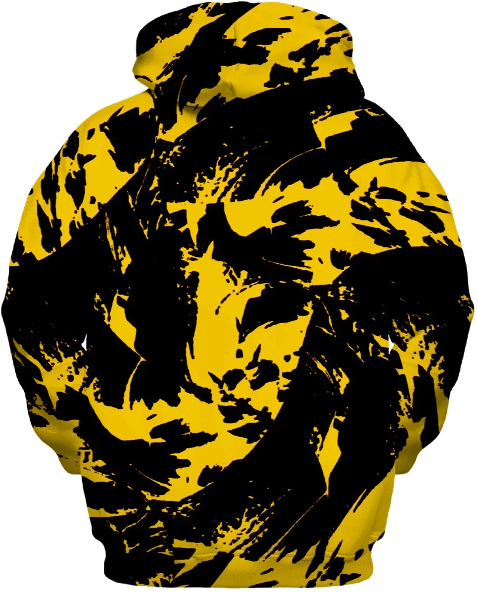 Black and Yellow Paint Splatter Zip-Up Hoodie