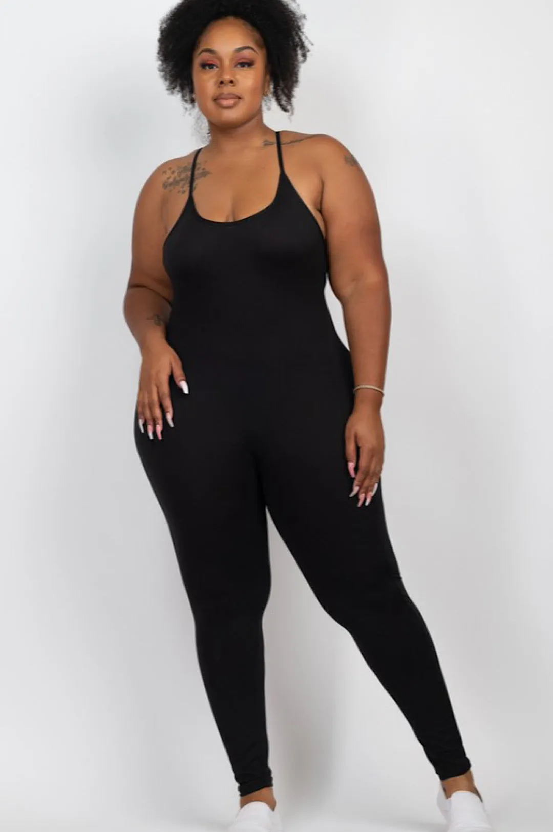 Black or Off White Plus Size Spaghetti Strap Jumpsuit