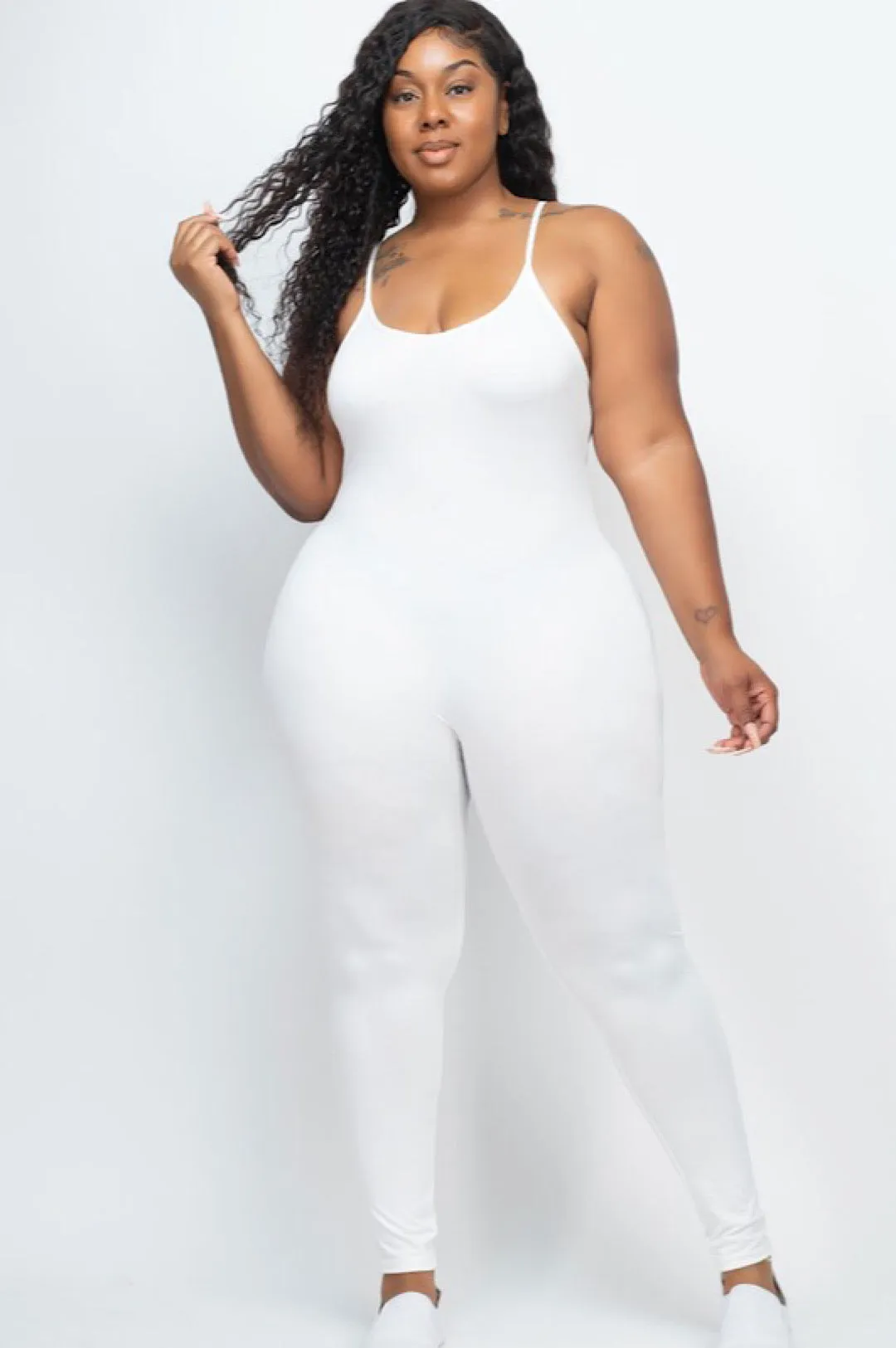 Black or Off White Plus Size Spaghetti Strap Jumpsuit