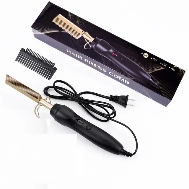 Comb Straightening Brush Electric Flat Iron Straightener