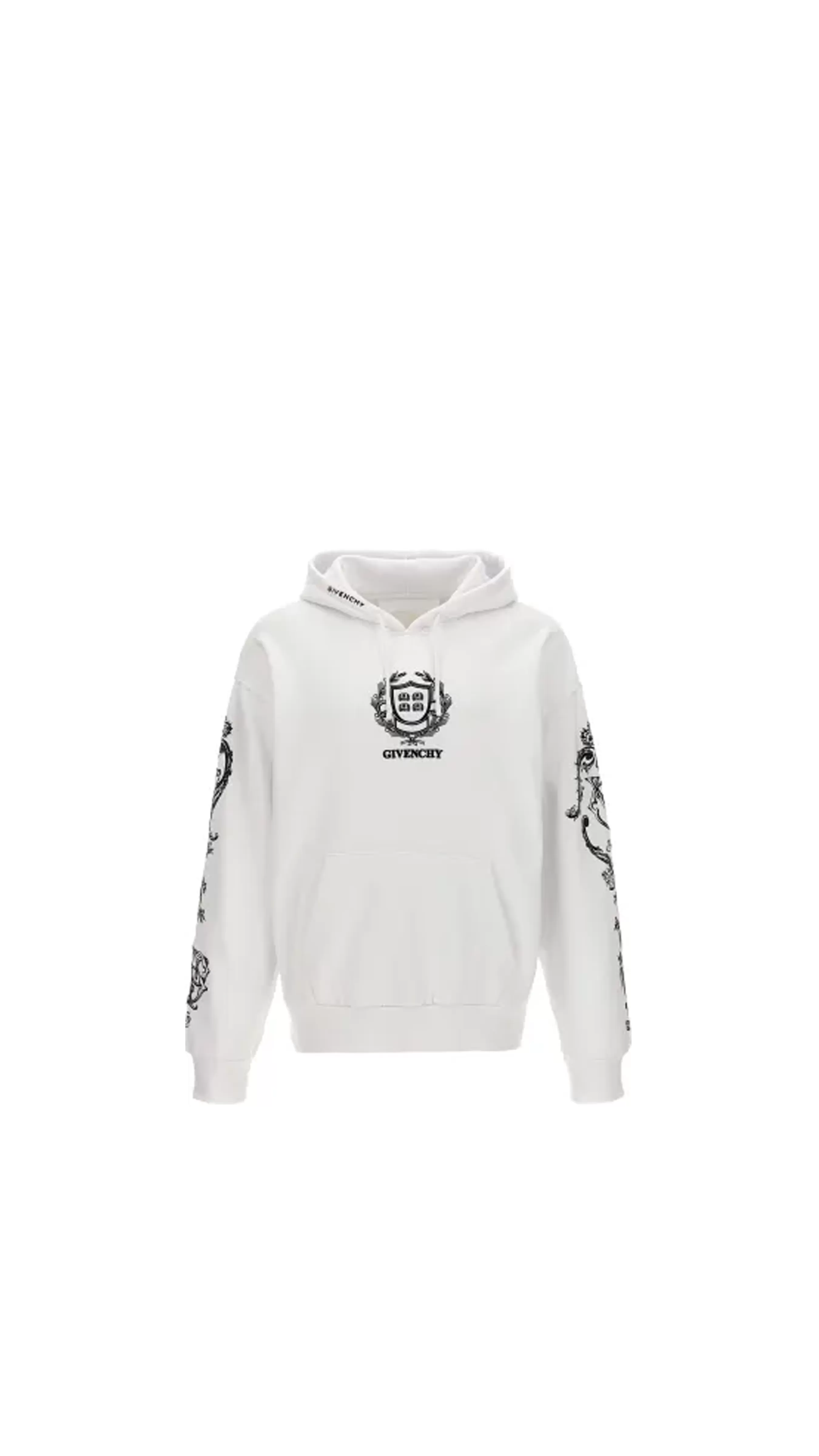 Crest Boxy Fit Hoodie In Fleece - White/Black