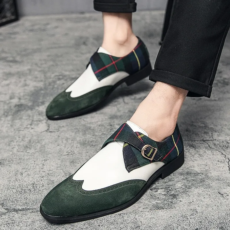 Dark Green Sweat-Absorbant Breathable Slip-On Hasp Closure Shoes for Men