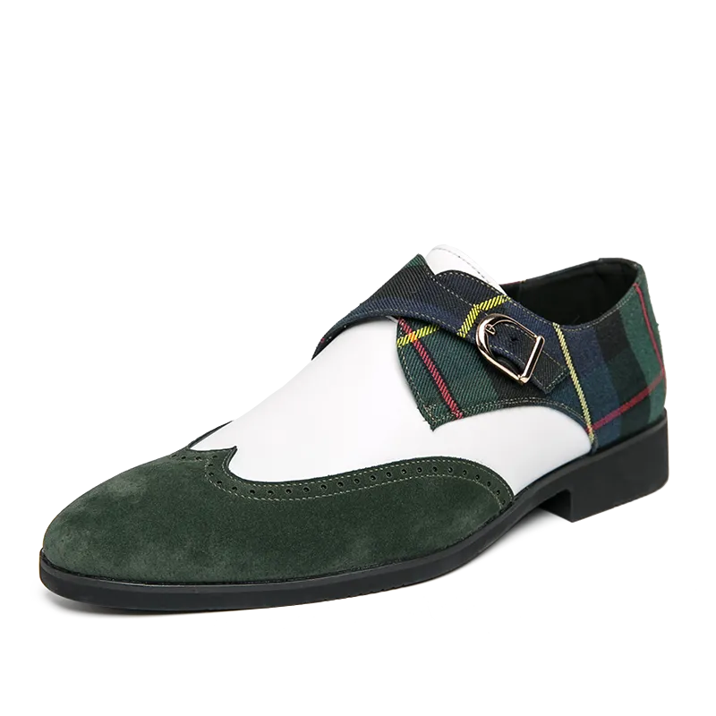 Dark Green Sweat-Absorbant Breathable Slip-On Hasp Closure Shoes for Men