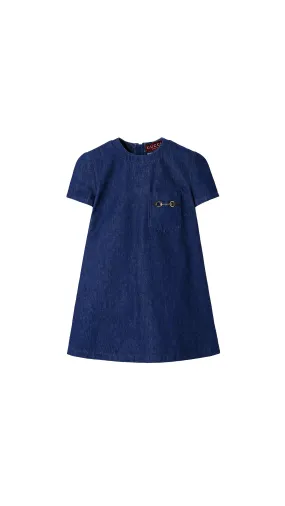 Denim Dress with Horsebit - Blue