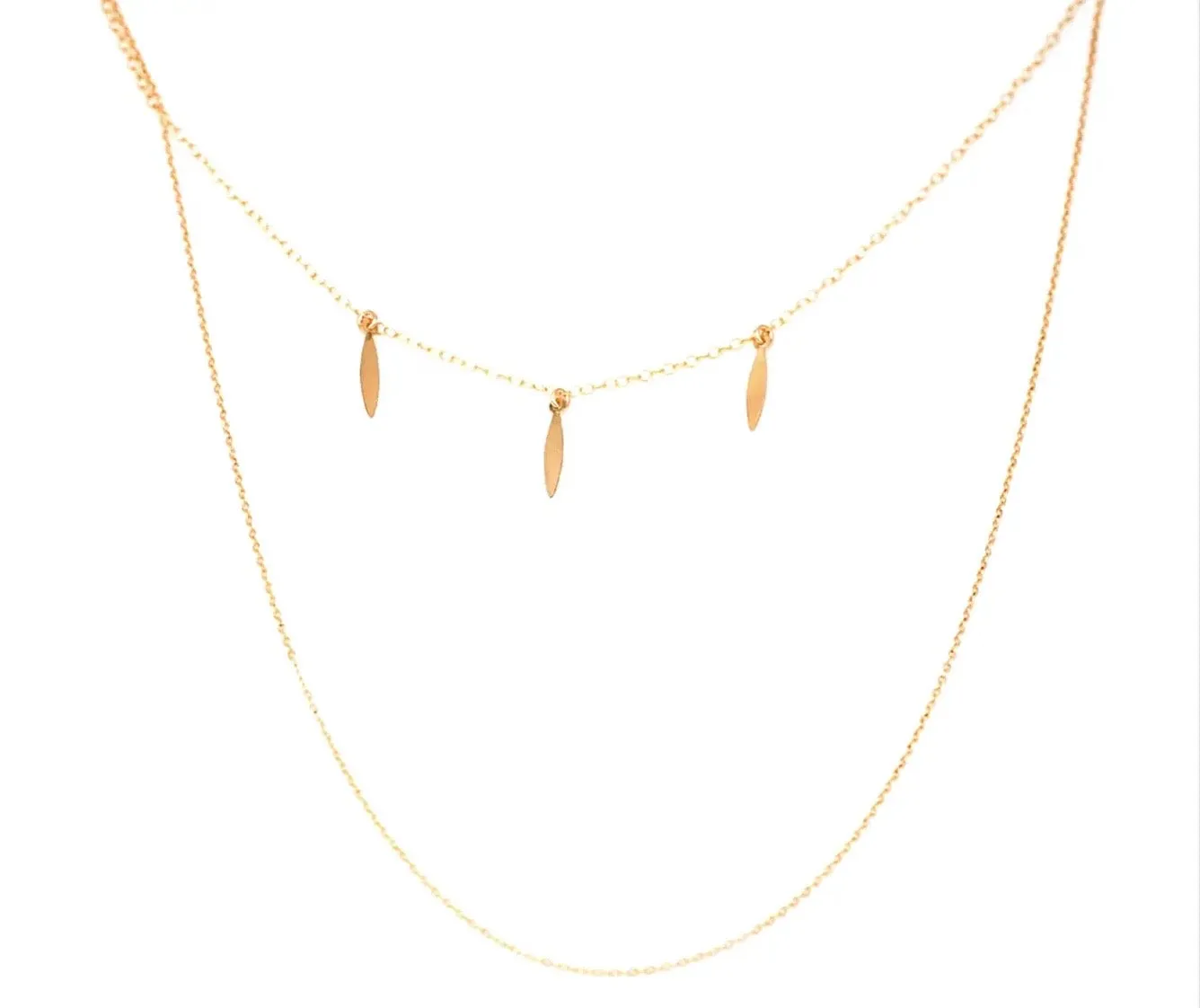 Double Chain Three Spike Necklace