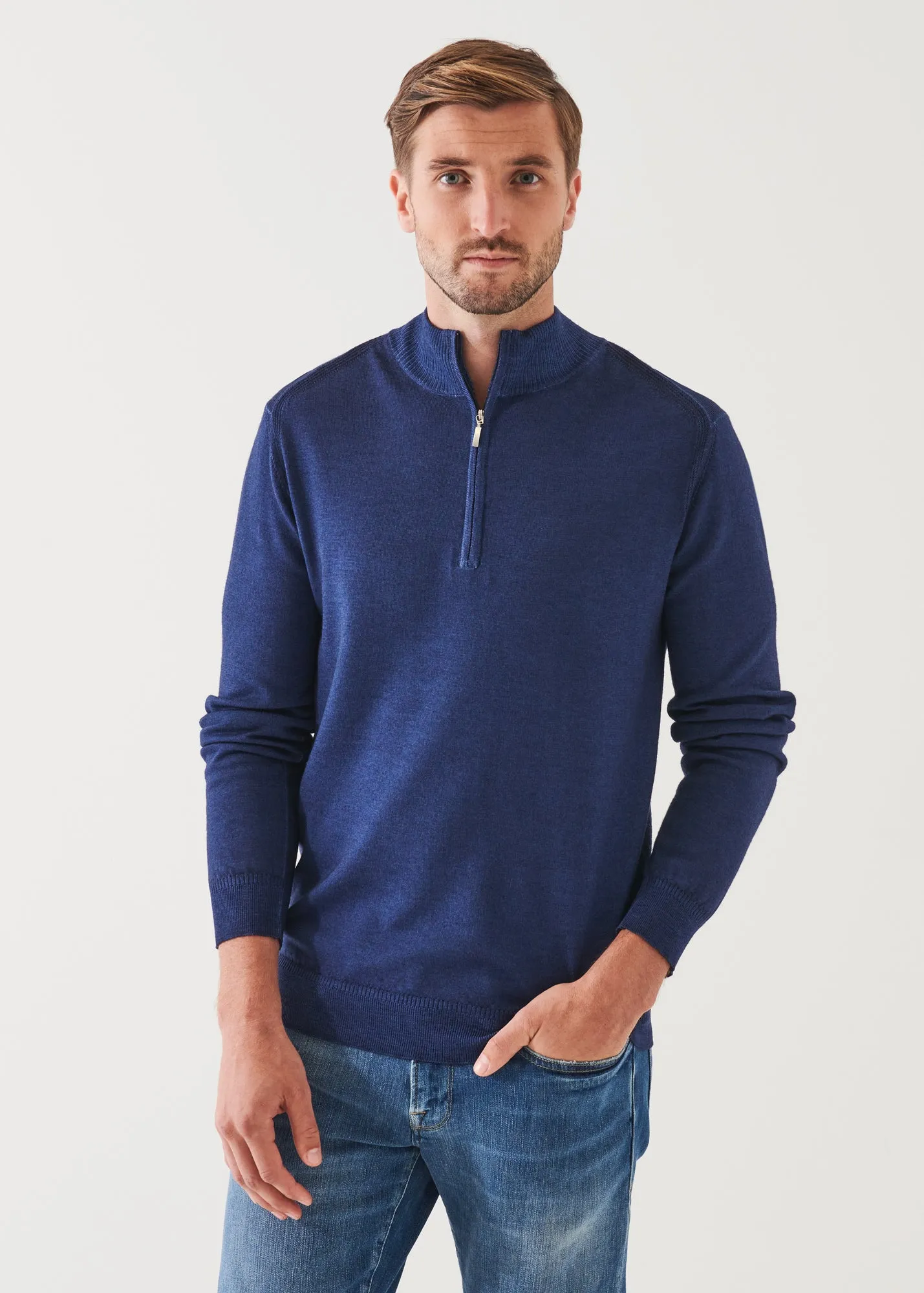 EXTRA-FINE MERINO COLD DYE QUARTER ZIP