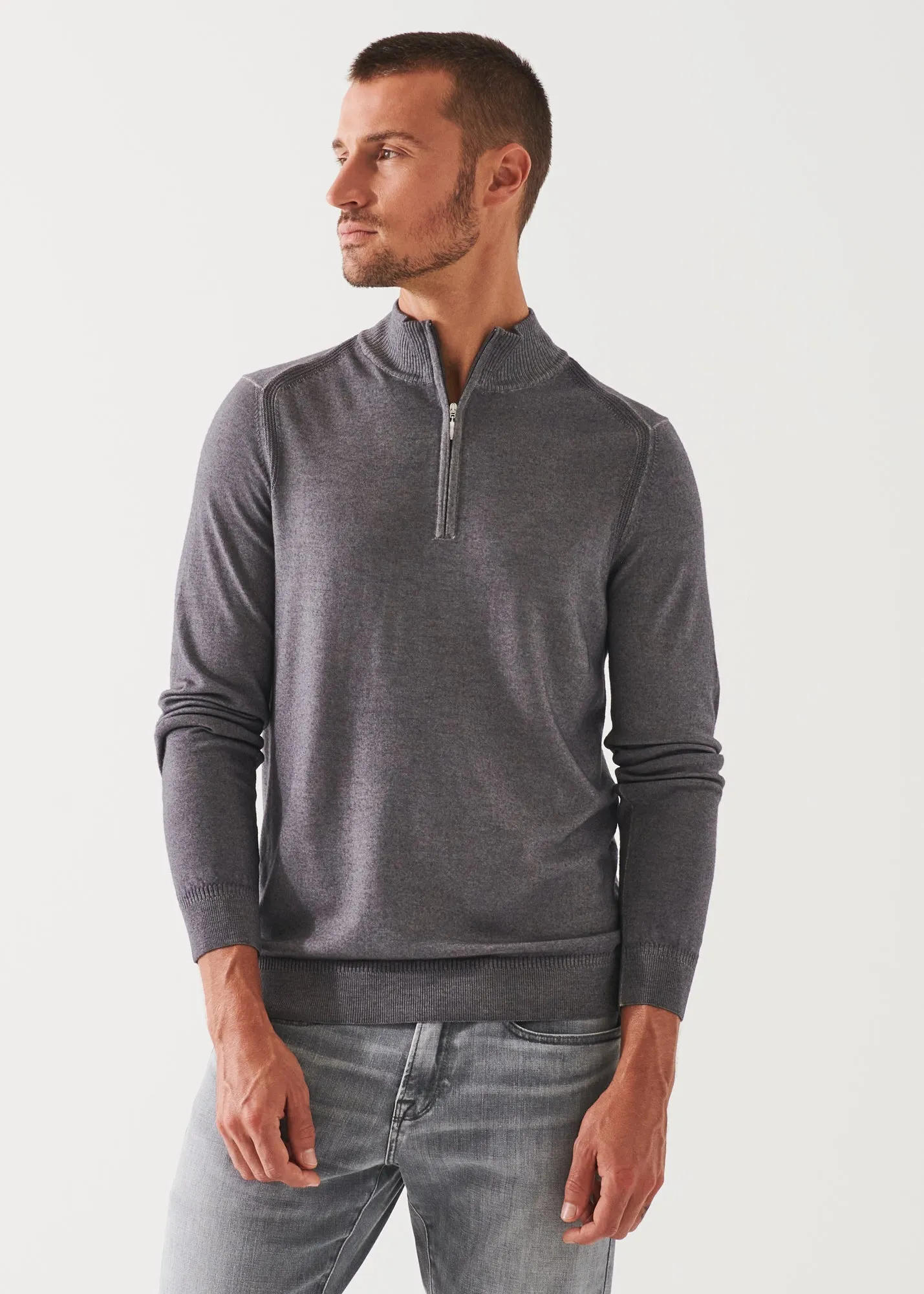 EXTRA-FINE MERINO COLD DYE QUARTER ZIP