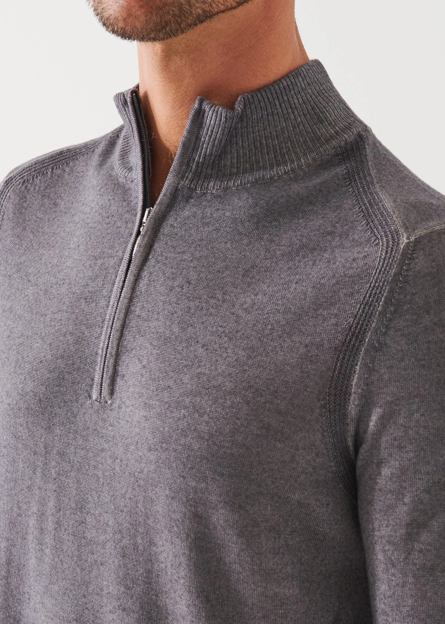 EXTRA-FINE MERINO COLD DYE QUARTER ZIP