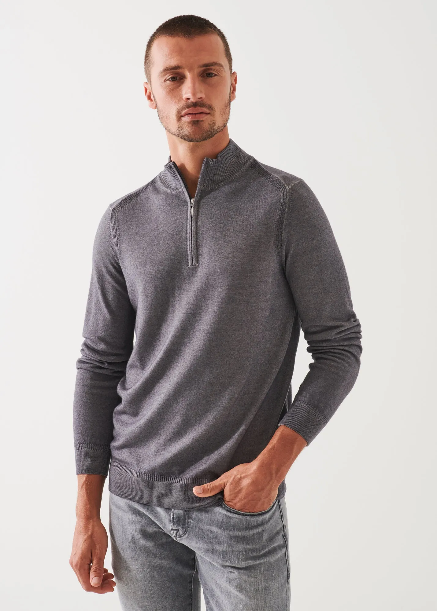 EXTRA-FINE MERINO COLD DYE QUARTER ZIP