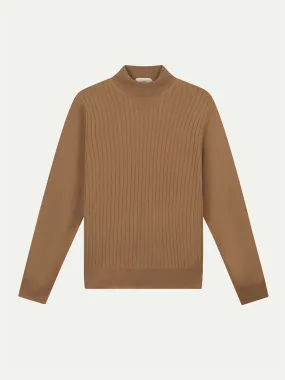 Extrafine Merino Ribbed Mockneck Caramel