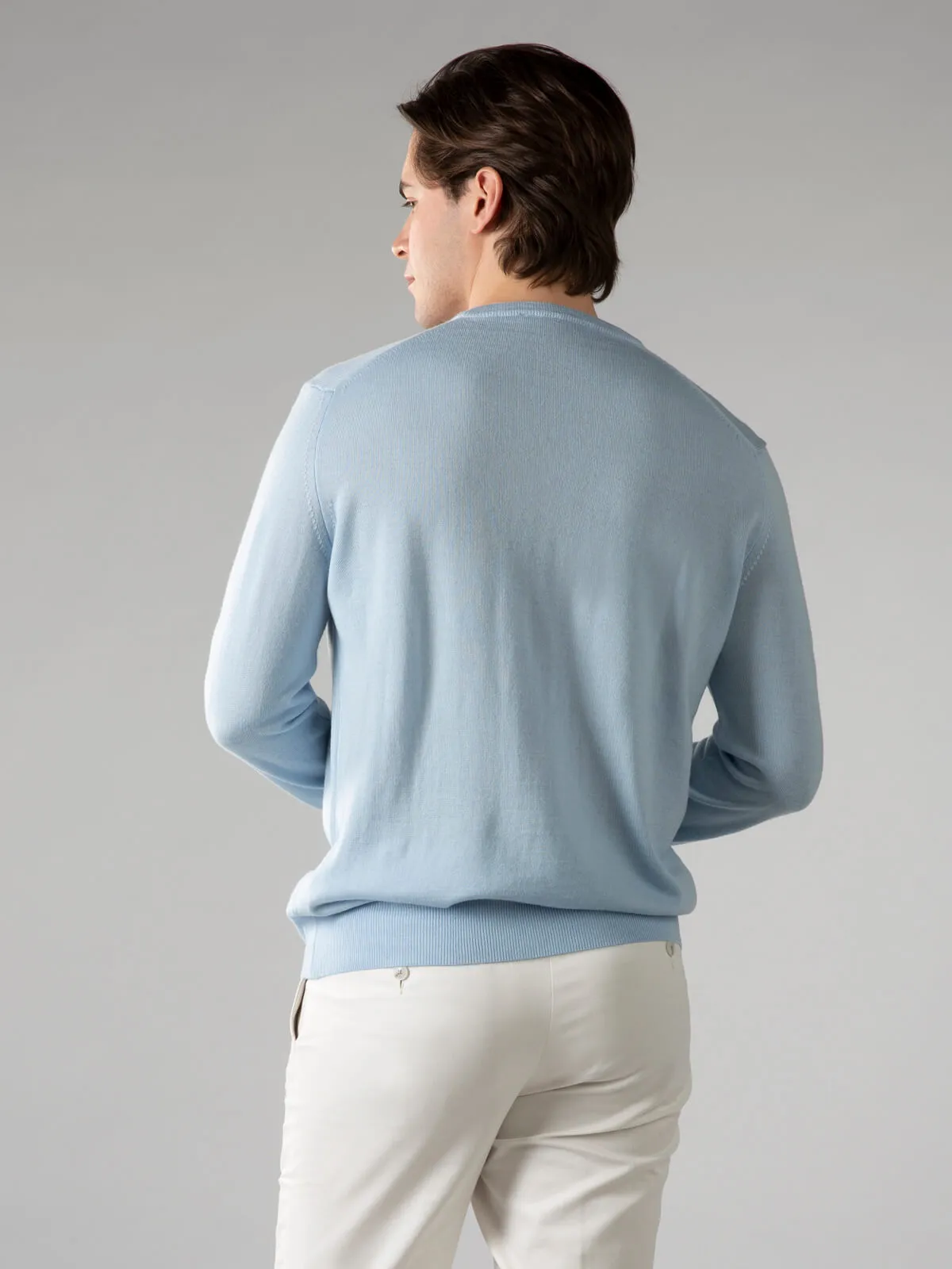 Extrafine Merino V-Neck Light Blue