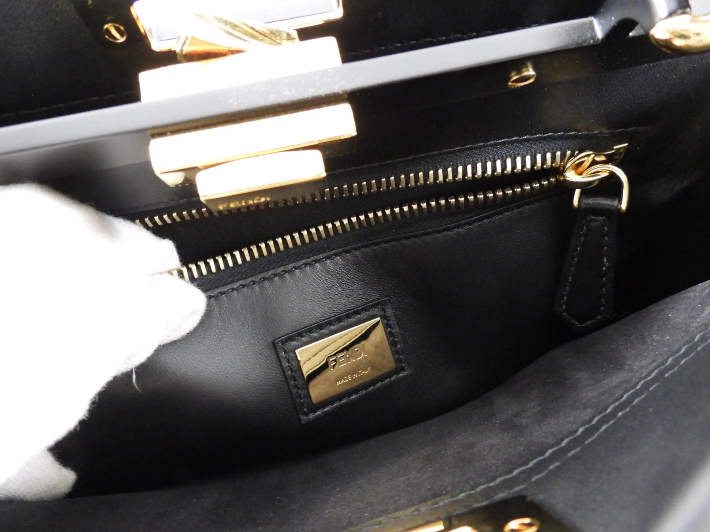 Fendi Black Leather Peekaboo Medium Two-Way Bag