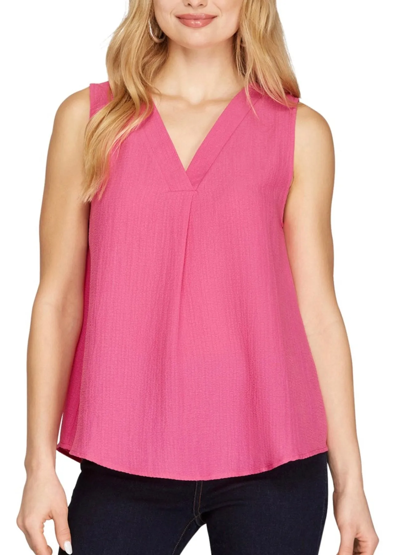 FINAL SALE - Textured Sleeveless V Neck Tank Top - 3 Colors!