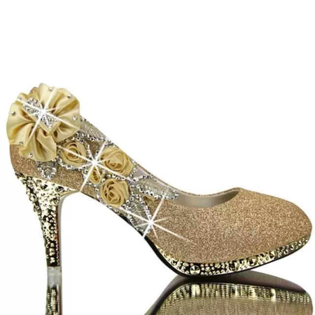 Floral Glitter Wedding Pumps Shoes