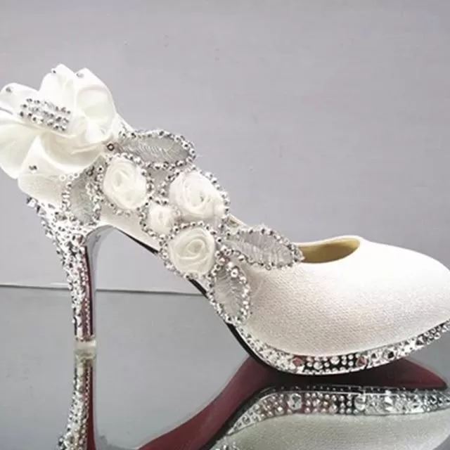 Floral Glitter Wedding Pumps Shoes