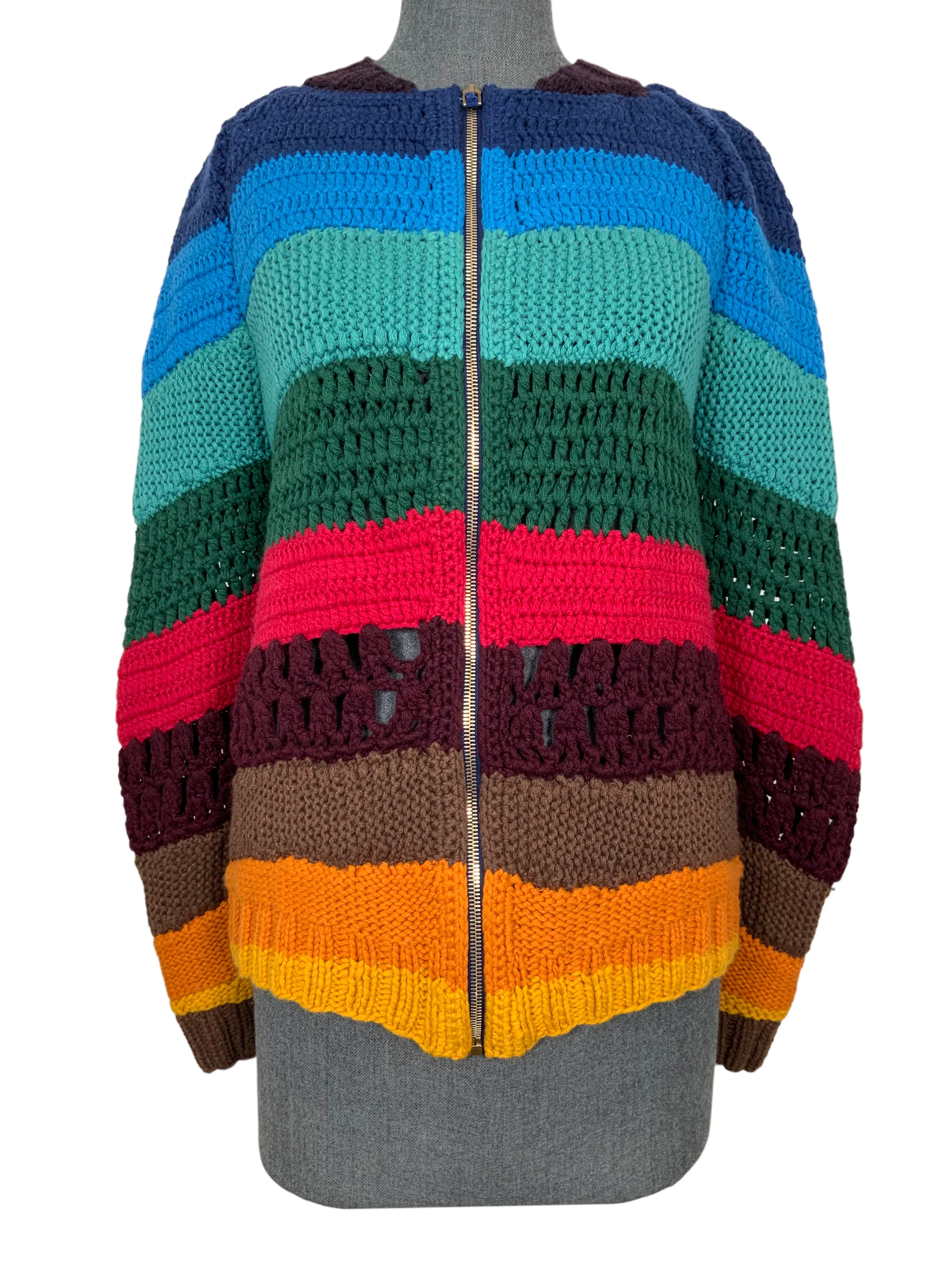 Gabriela Hearst Latifi Color-Block Crocheted Cashmere Sweater Size S