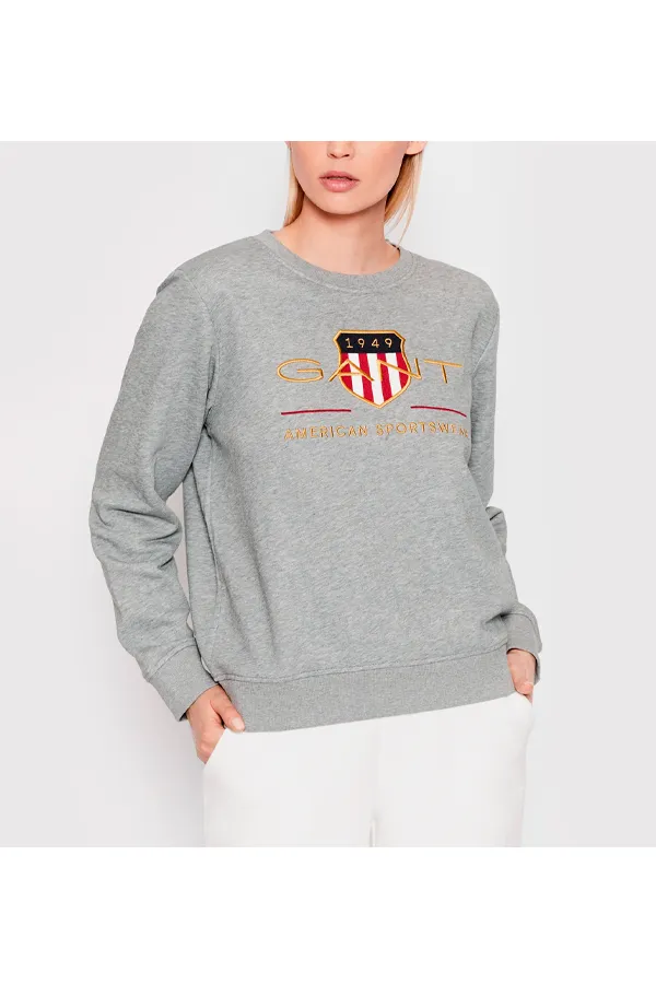 GANT Women Gold Shield Crew Sweatshirt Grey