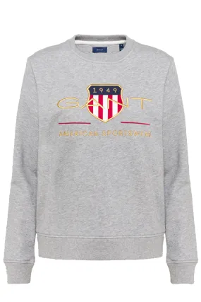 GANT Women Gold Shield Crew Sweatshirt Grey