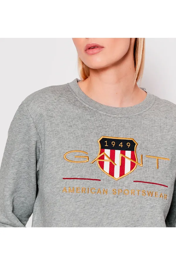 GANT Women Gold Shield Crew Sweatshirt Grey