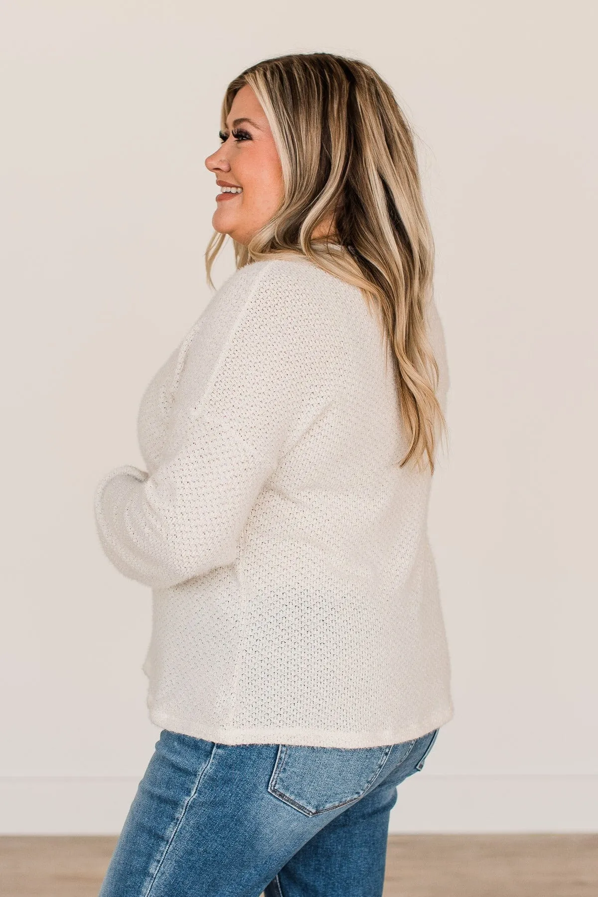 Getting There Long Sleeve Knit Top- Cream