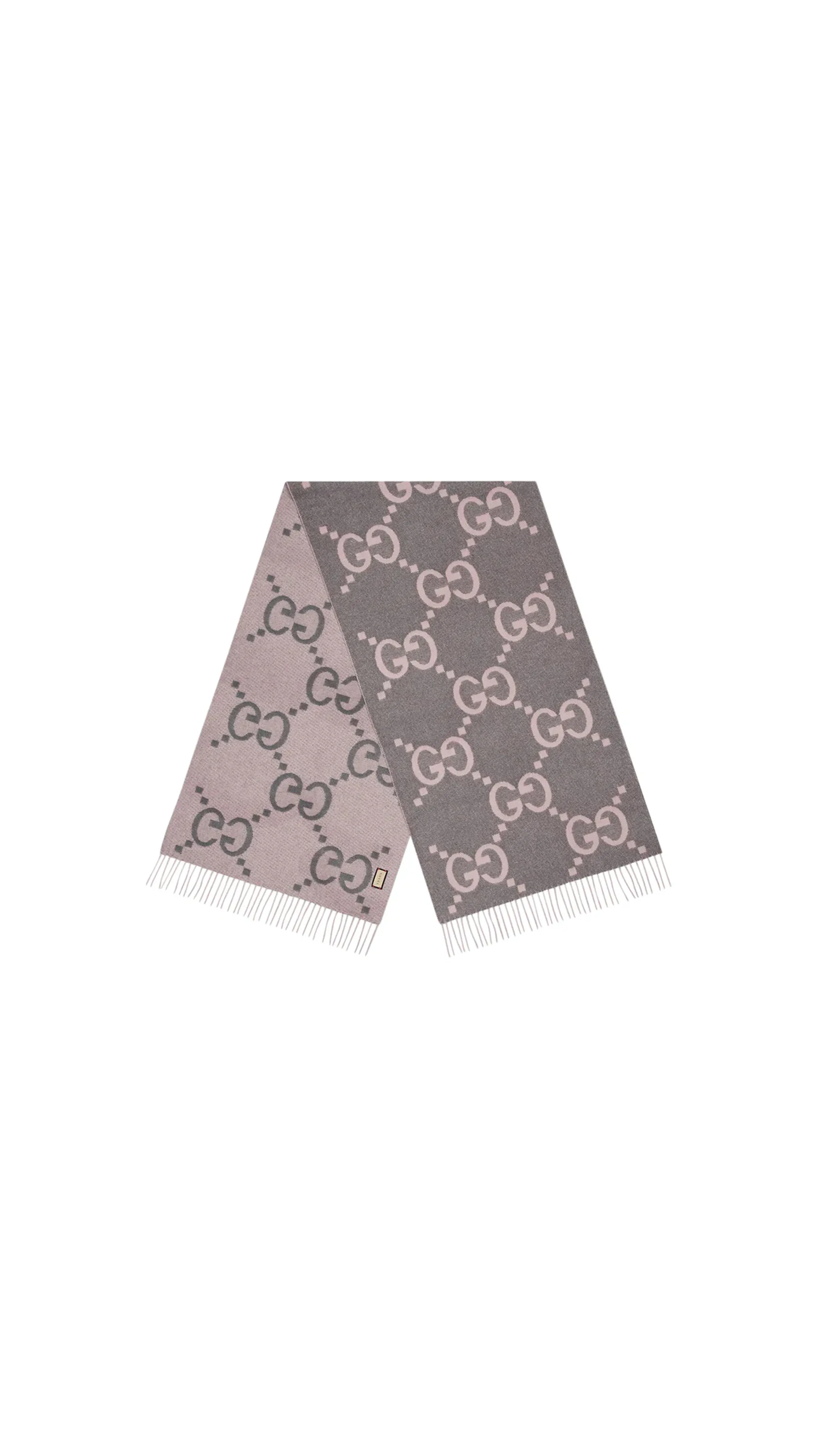 GG Cashmere Jacquard Scarf - Pink\Grey