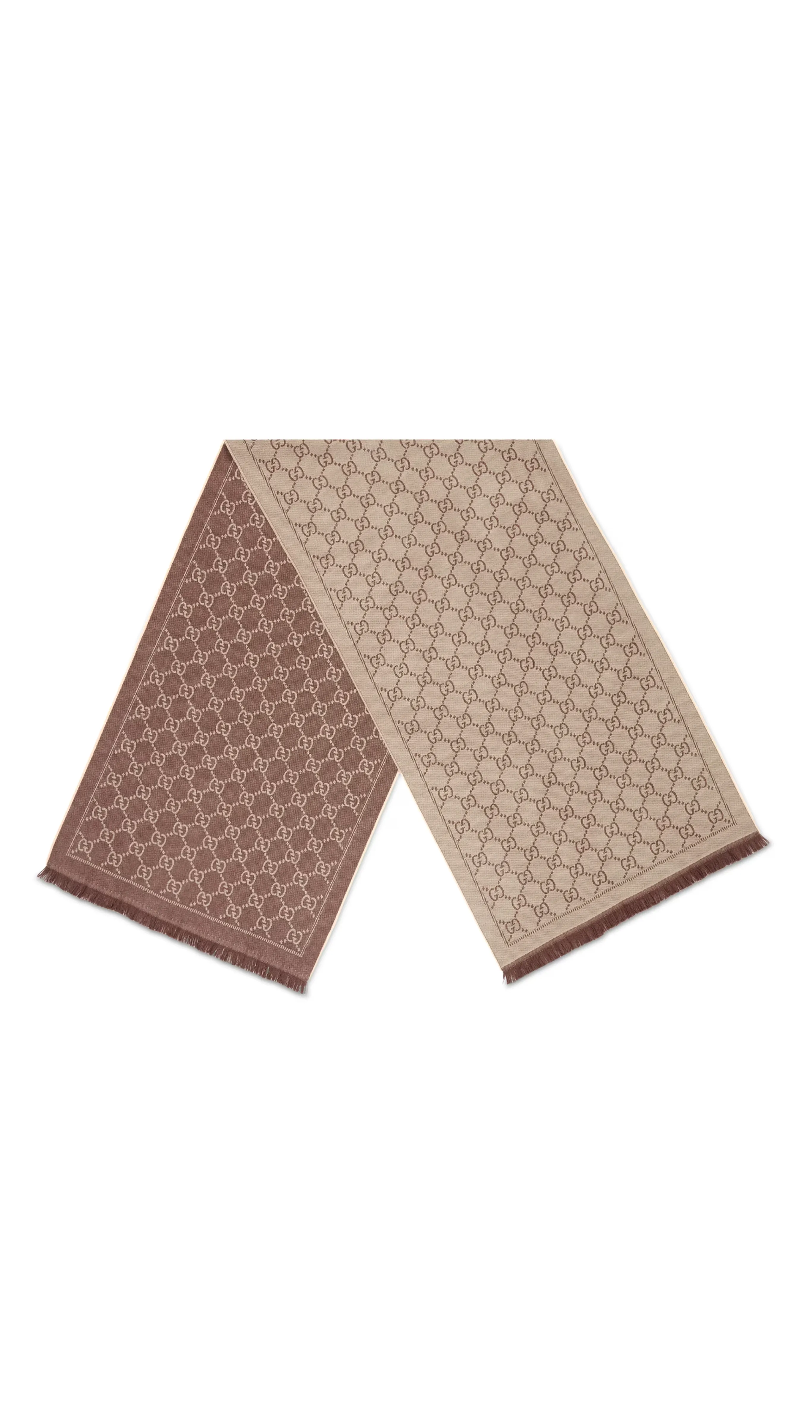 GG Jacquard Knitted Scarf - Light Brown