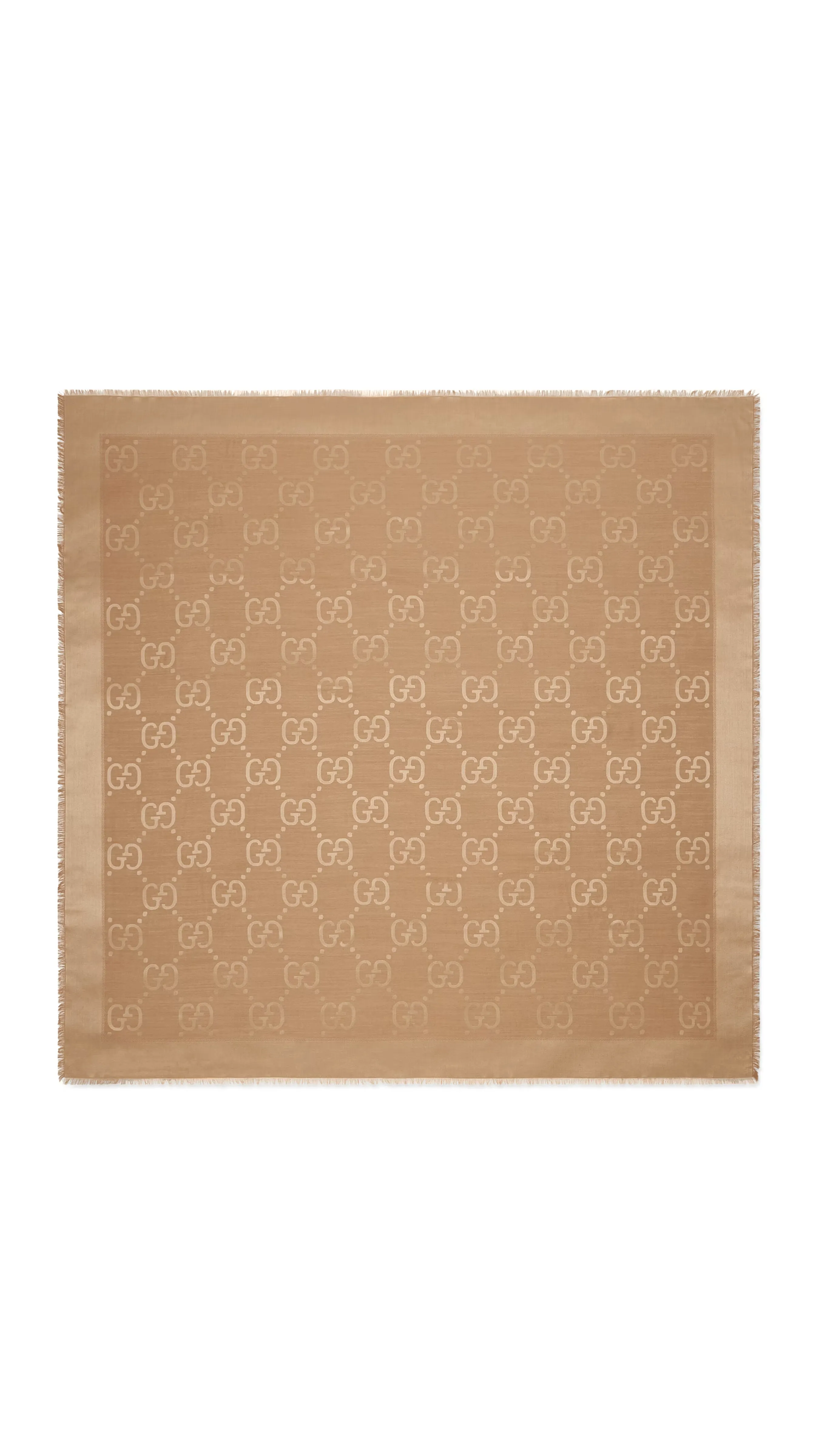 GG Jacquard Silk Wool Shawl - Camel