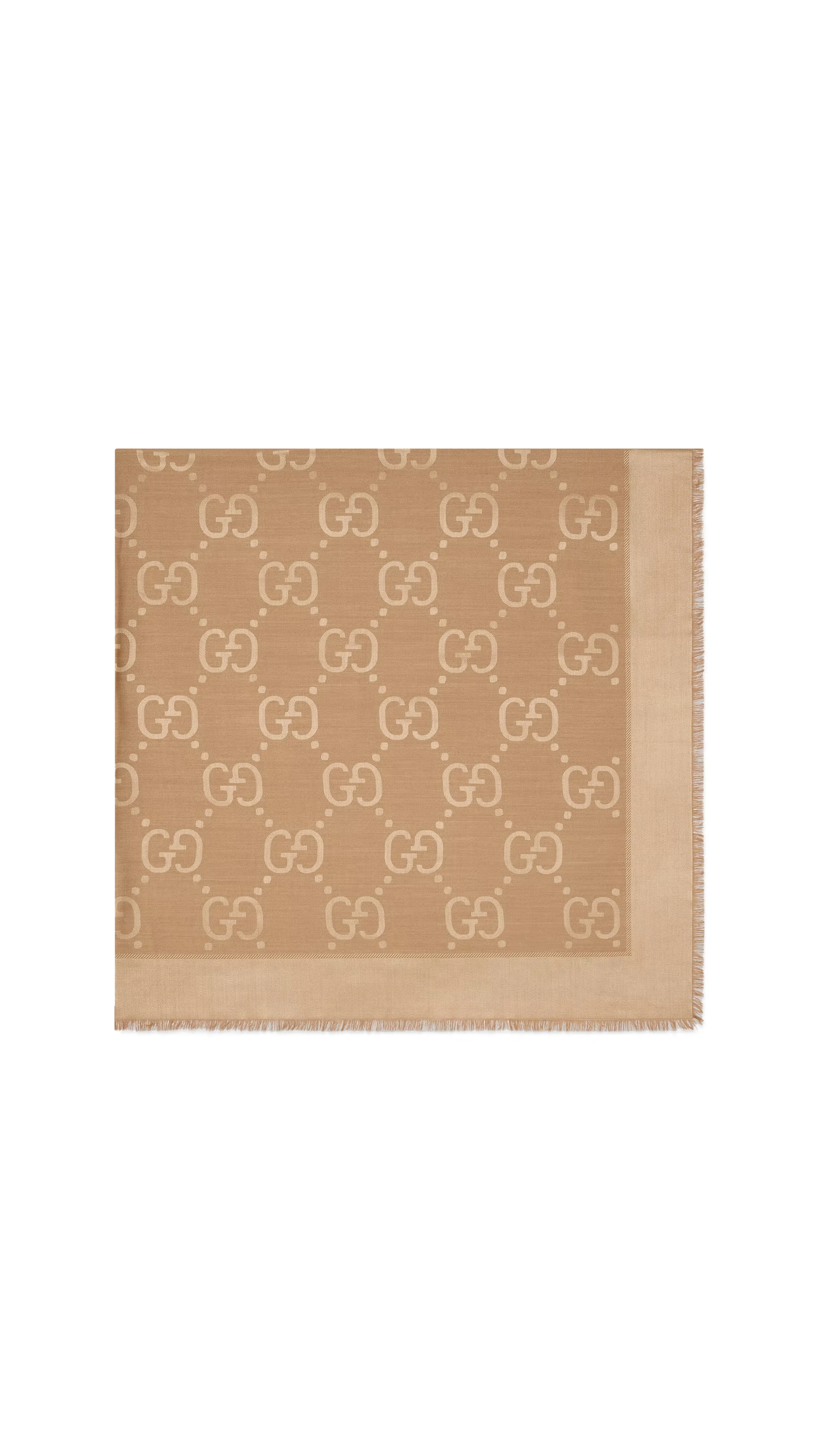 GG Jacquard Silk Wool Shawl - Camel