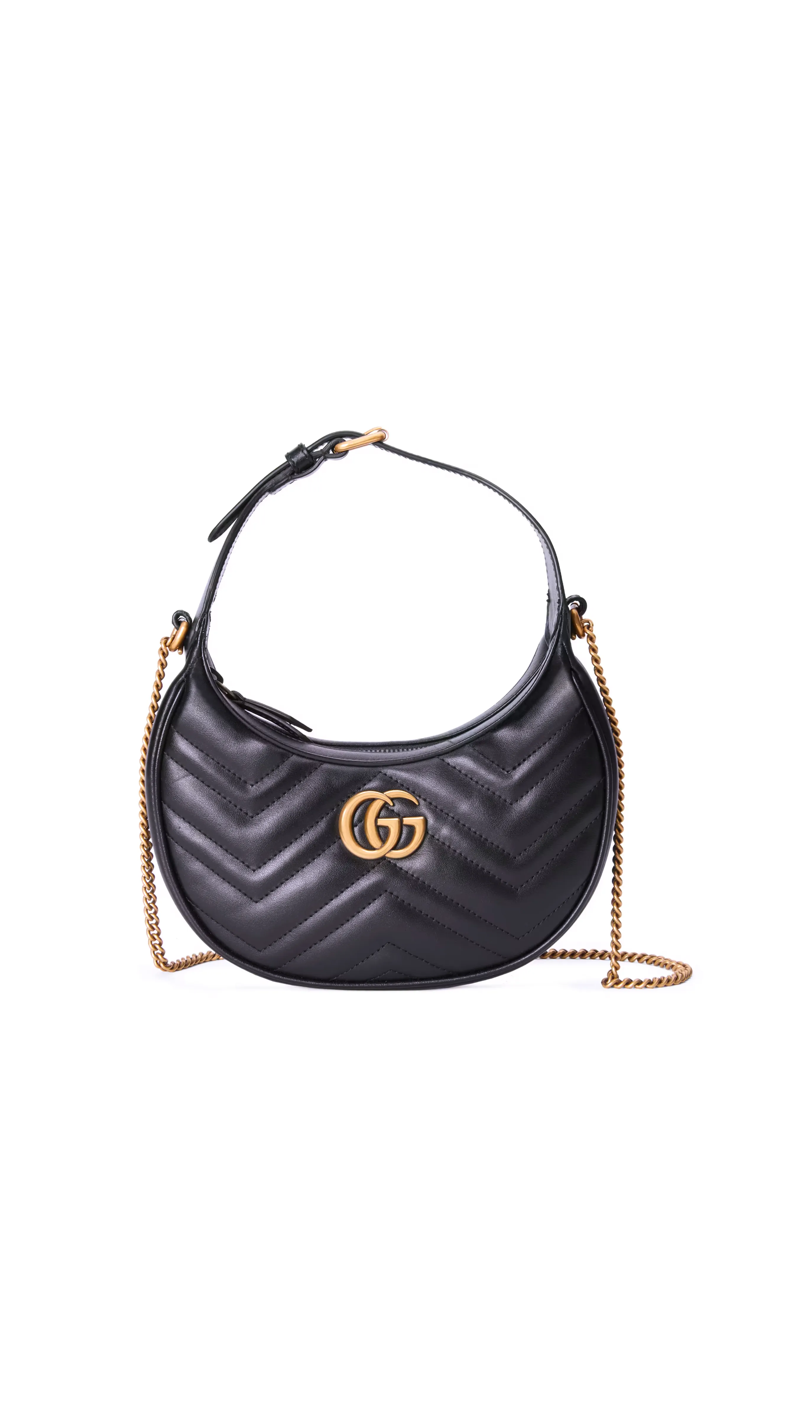 GG Marmont Half-Moon-Shaped Mini Bag - Black