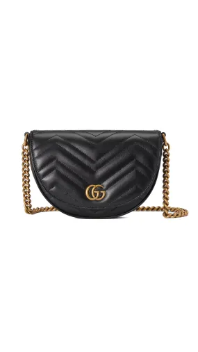 GG Marmont Matelassé Chain Mini Bag - Black