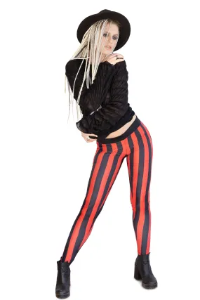 Goth circus striped leggings | in Black / Red