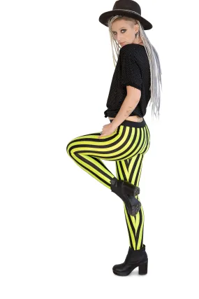 Goth circus striped leggings | in Black / yellow