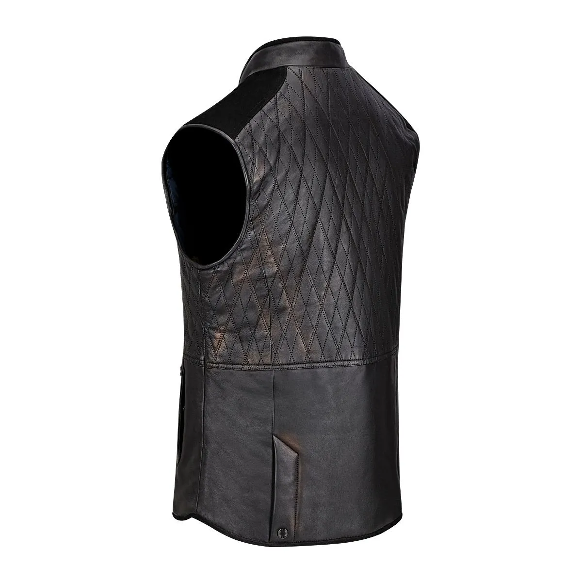 H302BOB- Cuadra black casual fashion reversible lambskin leather vest for men