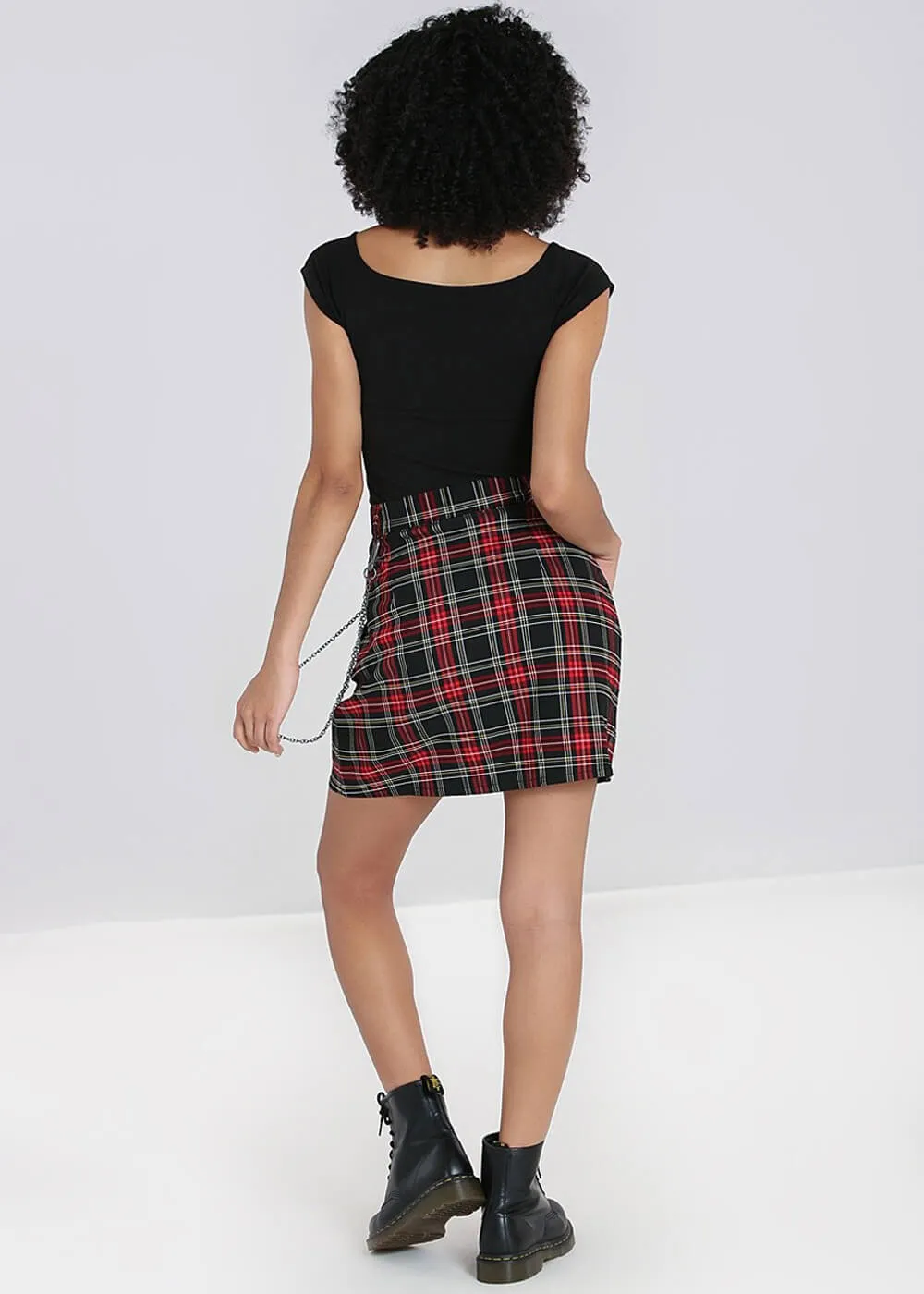 Hell Bunny Clash Tartan Short Skirt Red