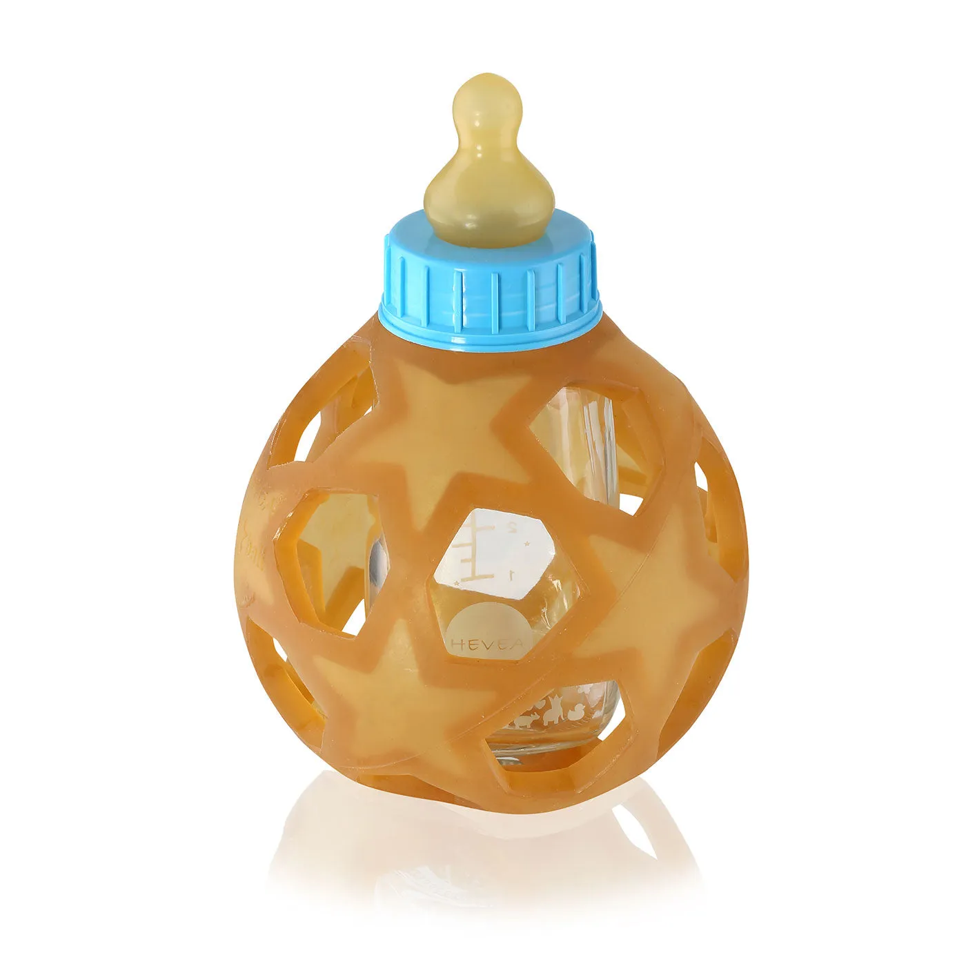 HEVEA Glass Bottle w. Star Ball Cover | Blue