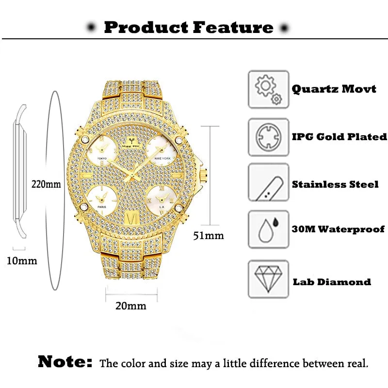 Hip Hop Men's Five Quartz Movements Waterproof Chronograph Bracelet Watch