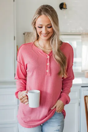 Hopeful Dreaming Knit Top- Punch Pink